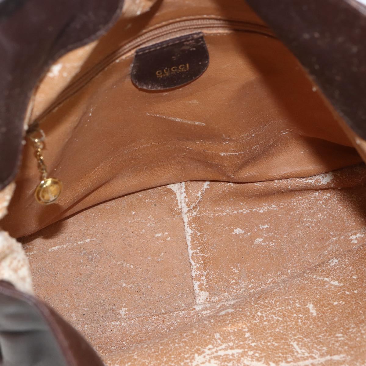 GUCCI Bamboo Hand Bag Leather 2way Brown Gold Auth 107937