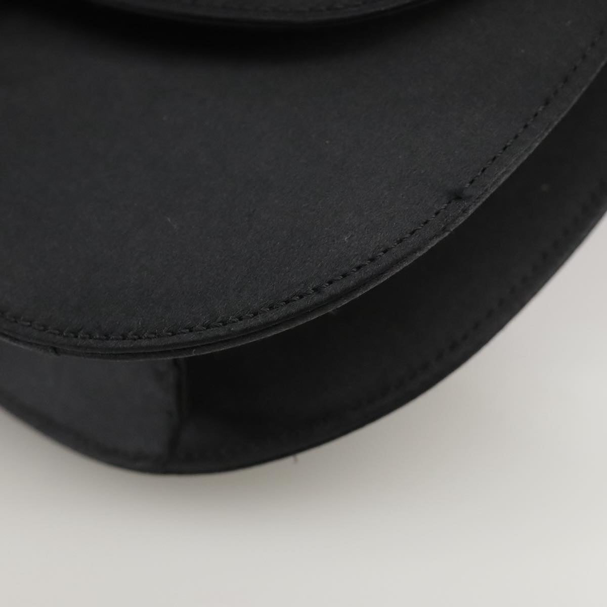 CELINE Hand Bag Satin 2way Black Auth 107980AM