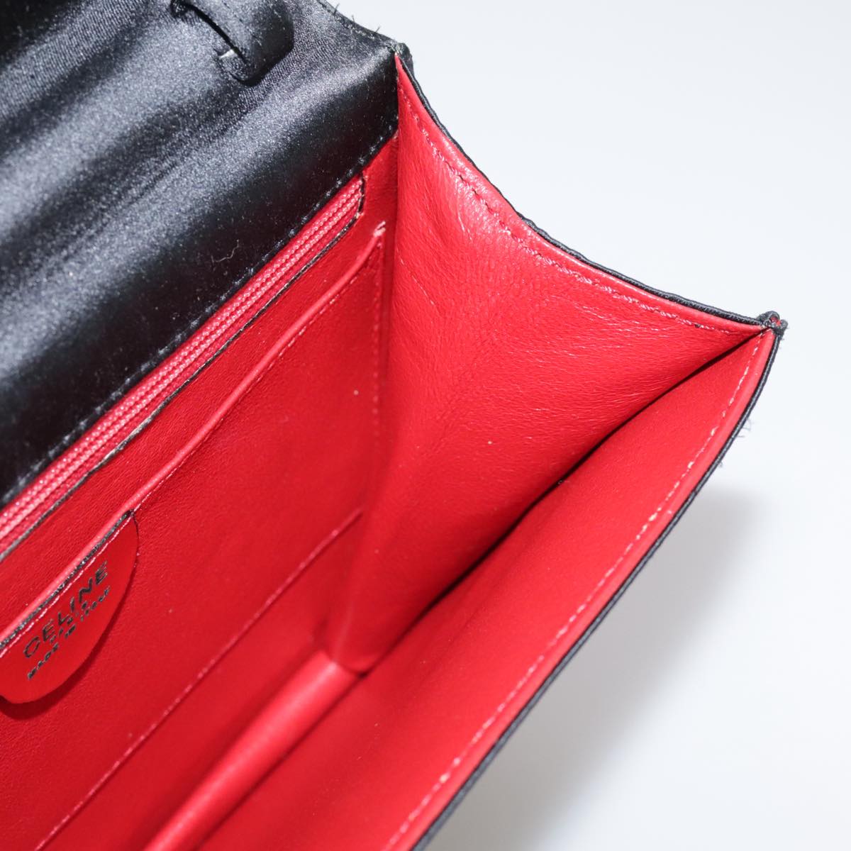 CELINE Hand Bag Satin 2way Black Auth 107980AM