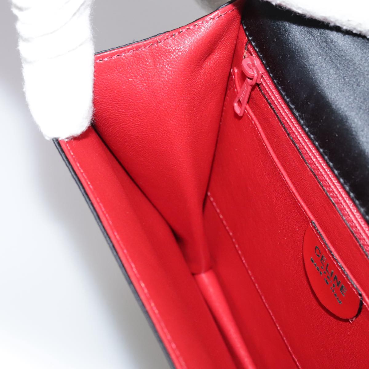 CELINE Hand Bag Satin 2way Black Auth 107980AM