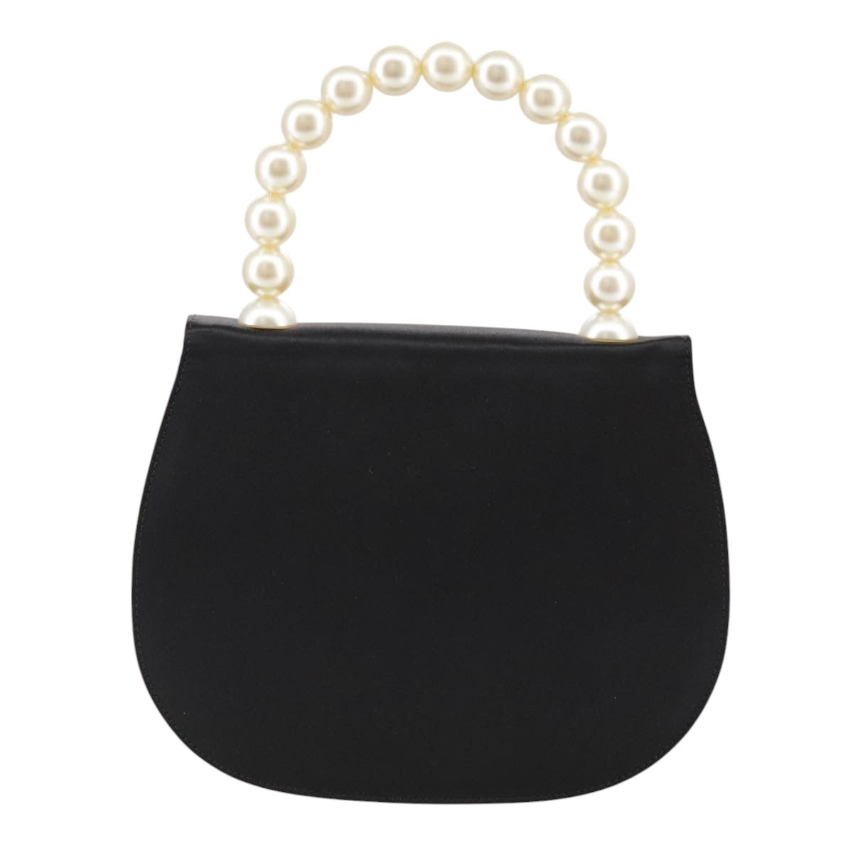 CELINE Hand Bag Satin 2way Black Auth 107980SM