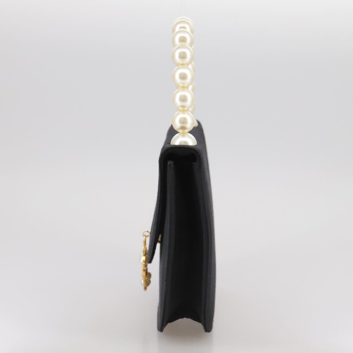 CELINE Hand Bag Satin 2way Black Auth 107980SM