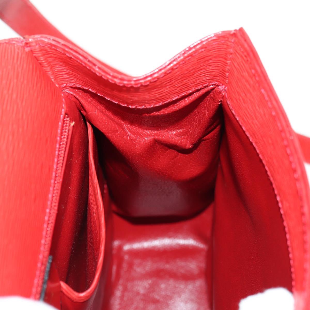 CELINE Hand Bag Leather 2way Red Gold Auth 107984