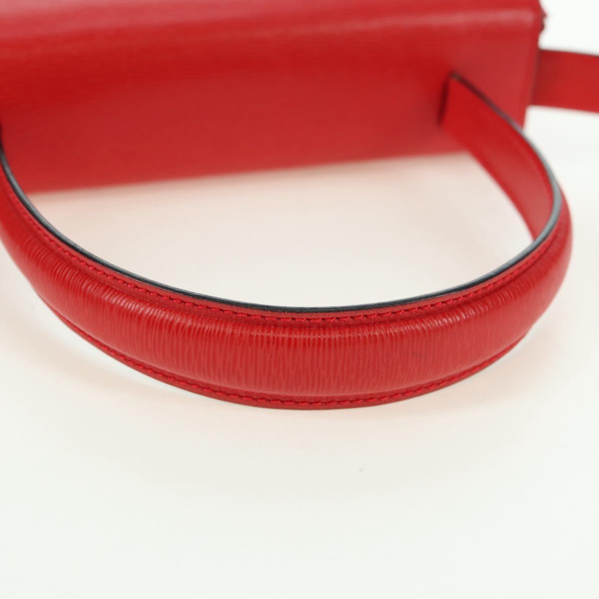 CELINE Hand Bag Leather 2way Red Gold Auth 107984