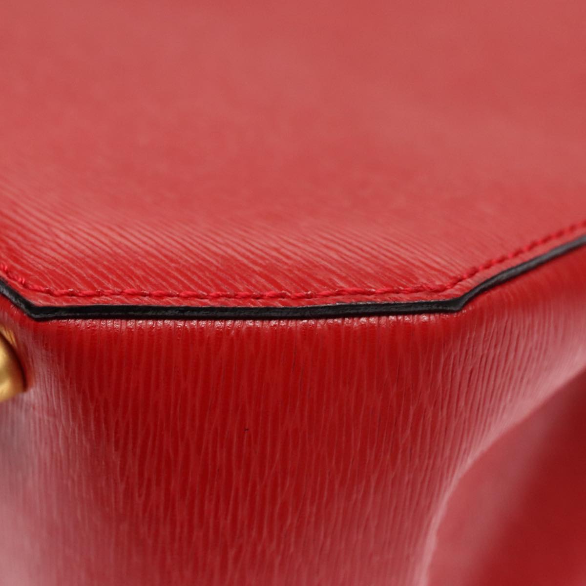 CELINE Hand Bag Leather 2way Red Gold Auth 107984AV