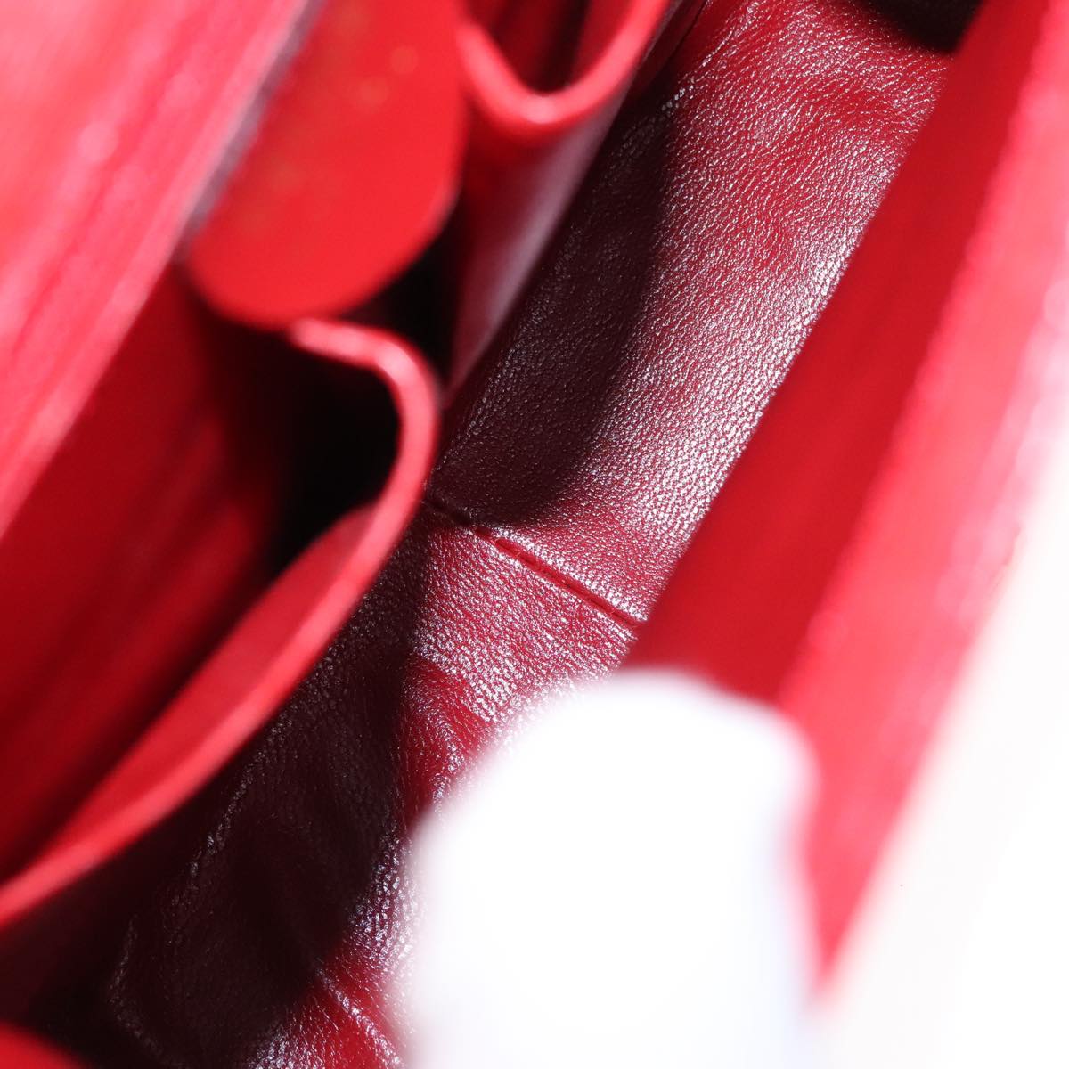 CELINE Hand Bag Leather 2way Red Gold Auth 107984AV