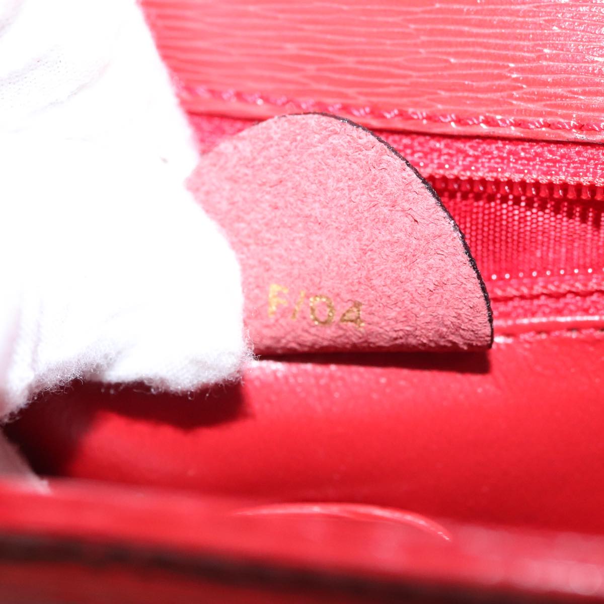 CELINE Hand Bag Leather 2way Red Gold Auth 107984AV