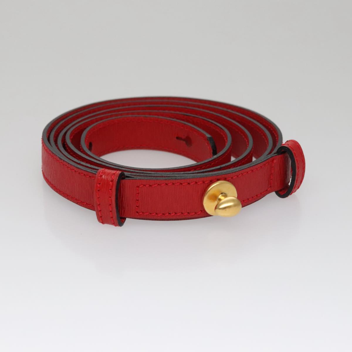 CELINE Hand Bag Leather 2way Red Gold Auth 107984AV