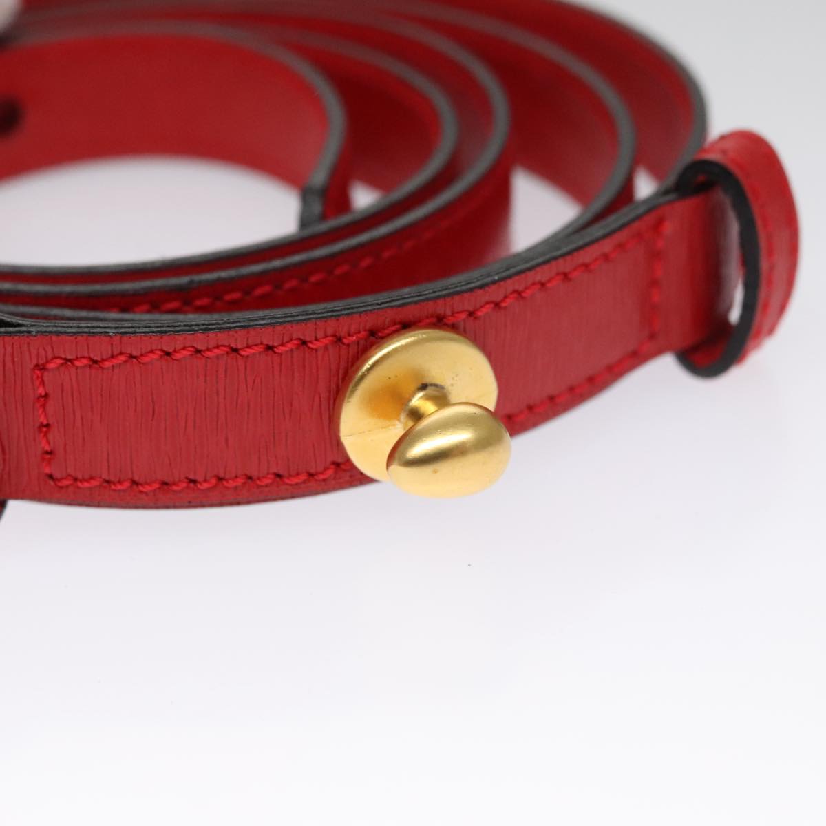 CELINE Hand Bag Leather 2way Red Gold Auth 107984AV