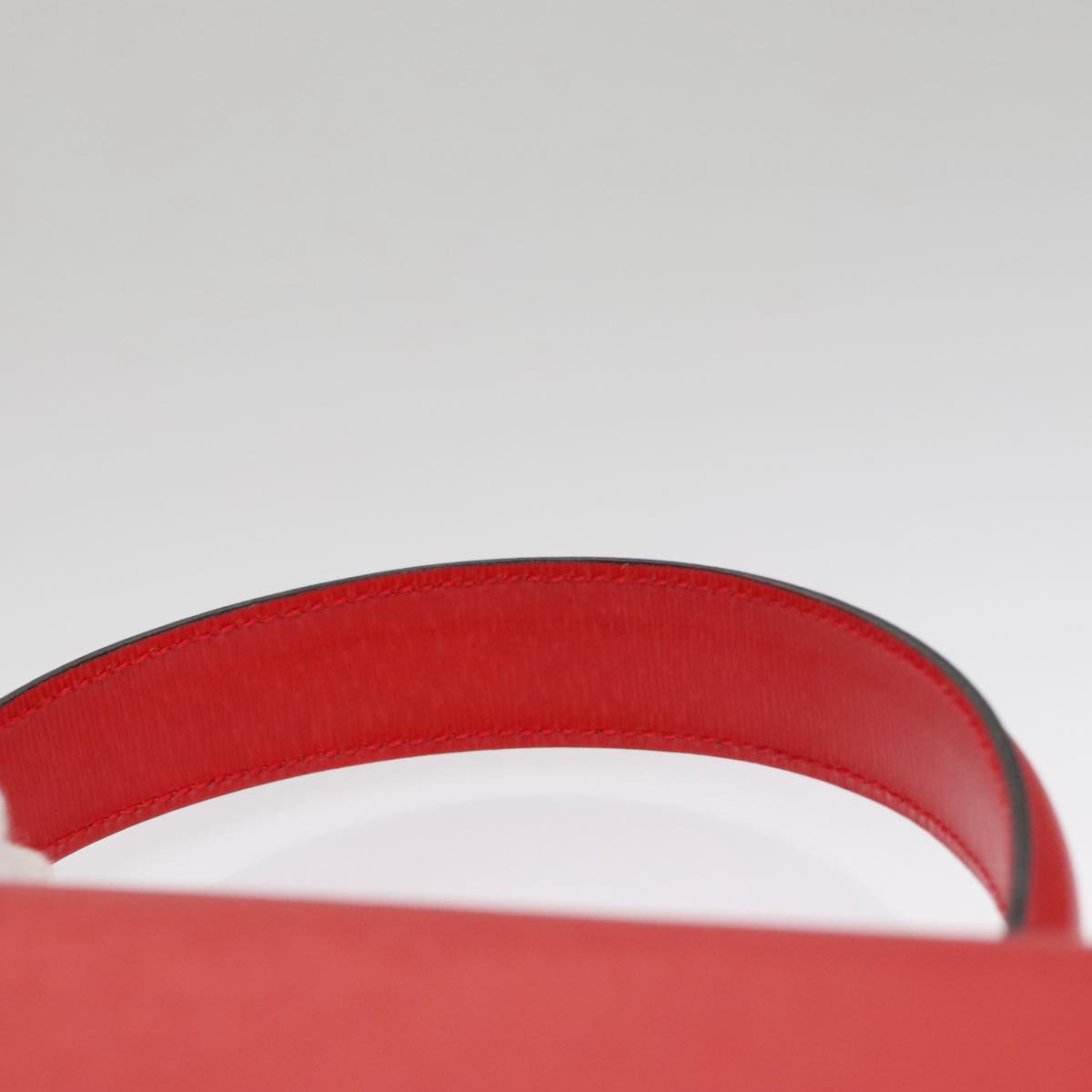 CELINE Hand Bag Leather 2way Red Gold Auth 107984AV