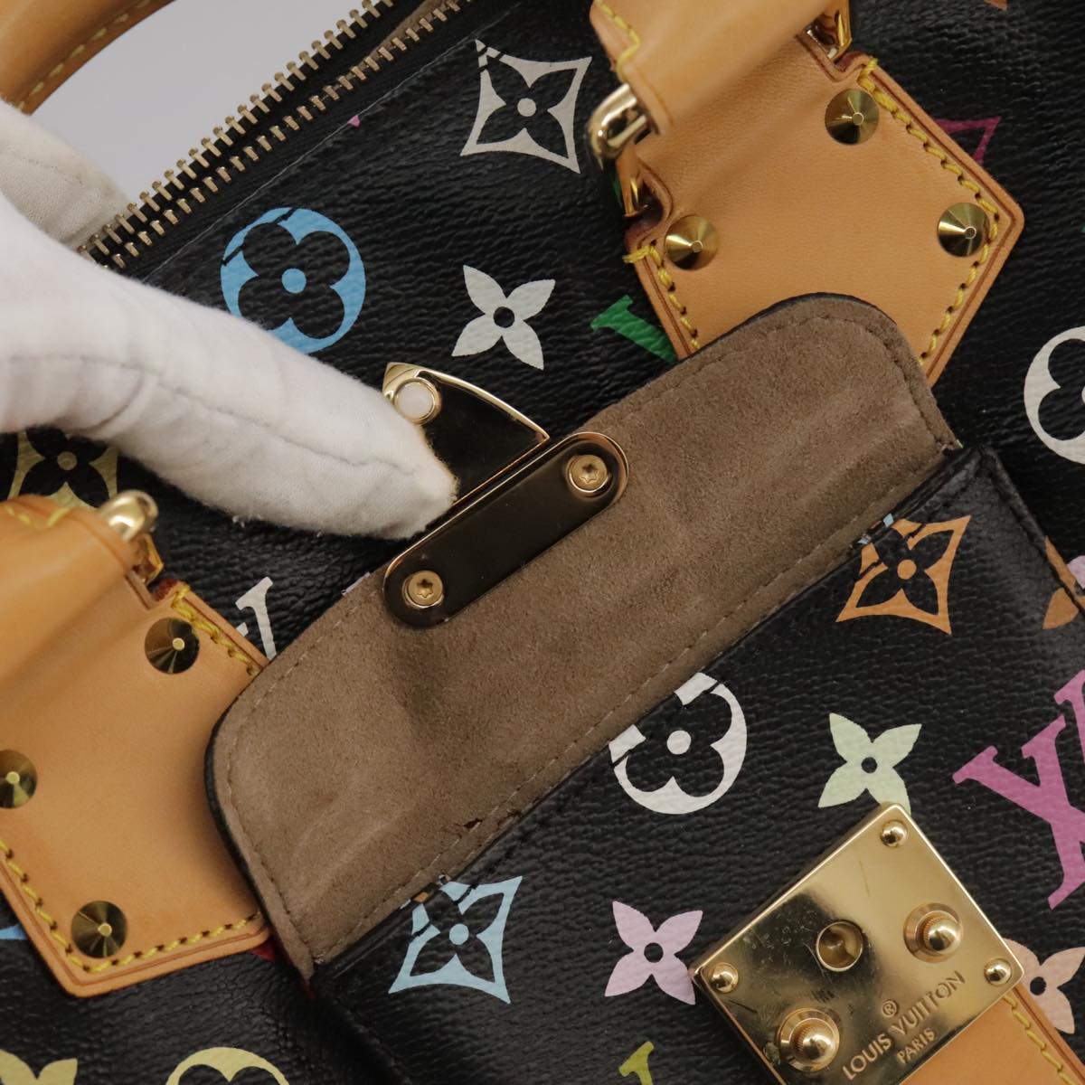LOUIS VUITTON Monogram Multicolor Speedy 30 Hand Bag Black M92642 Auth 107987SAM
