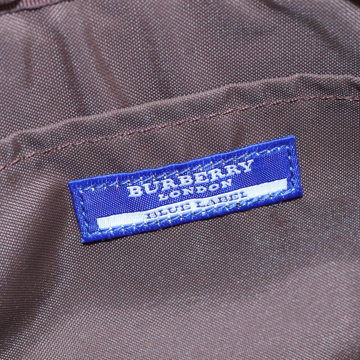 BURBERRY Nova Check Blue Label Accessory Pouch Nylon Blue Silver Auth 108007