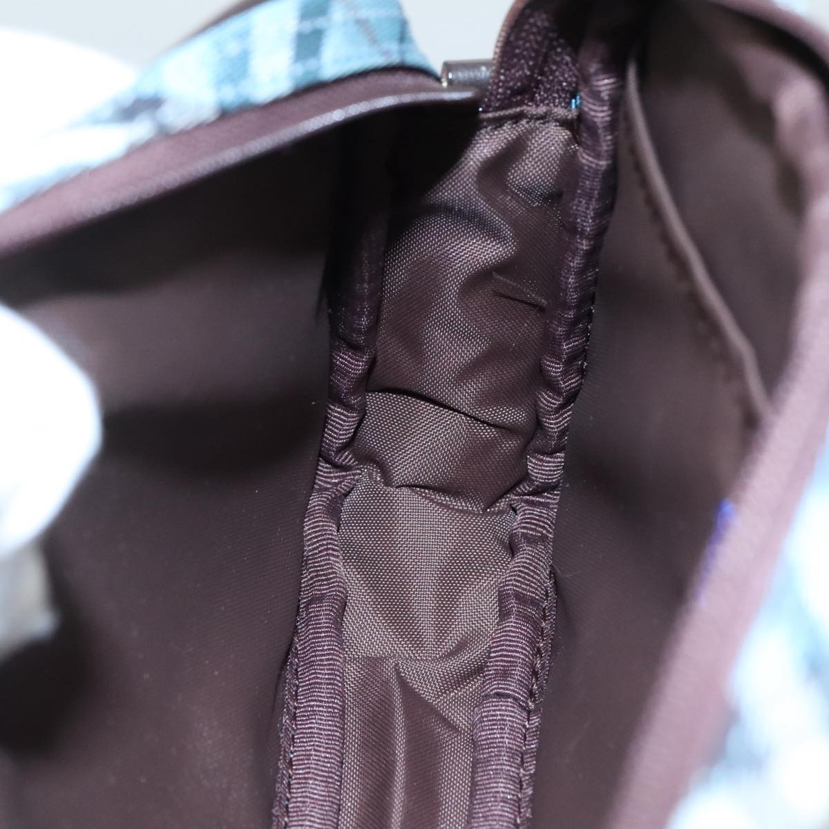 BURBERRY Nova Check Blue Label Accessory Pouch Nylon Blue Silver Auth 108007