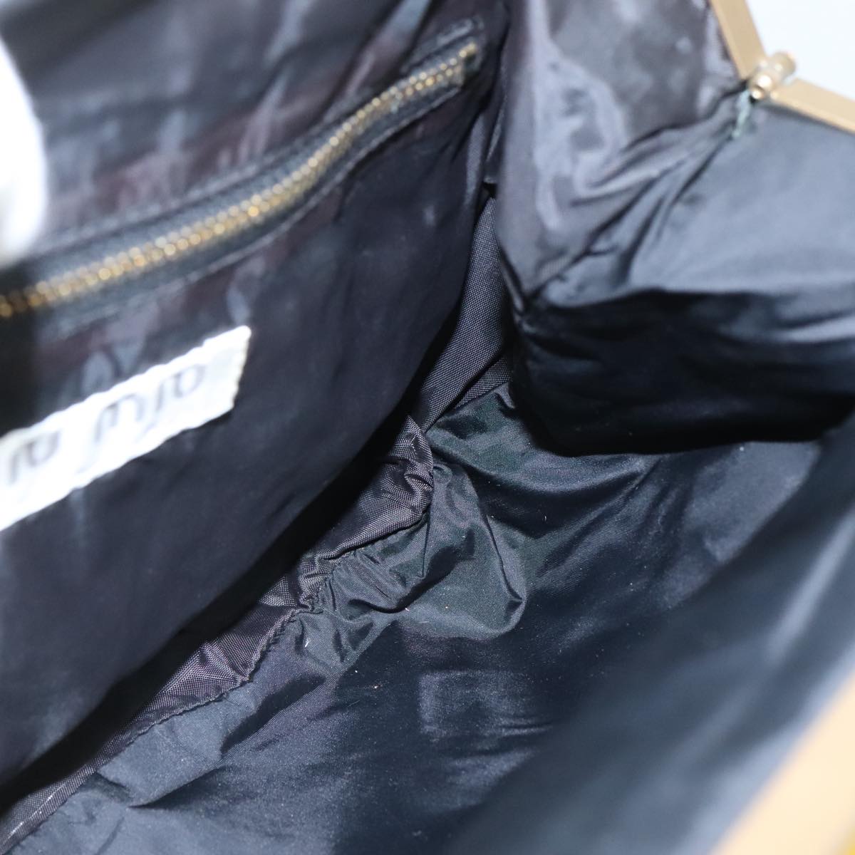 Miu Miu Shoulder Bag Leather Canvas Yellow Beige Auth 108027