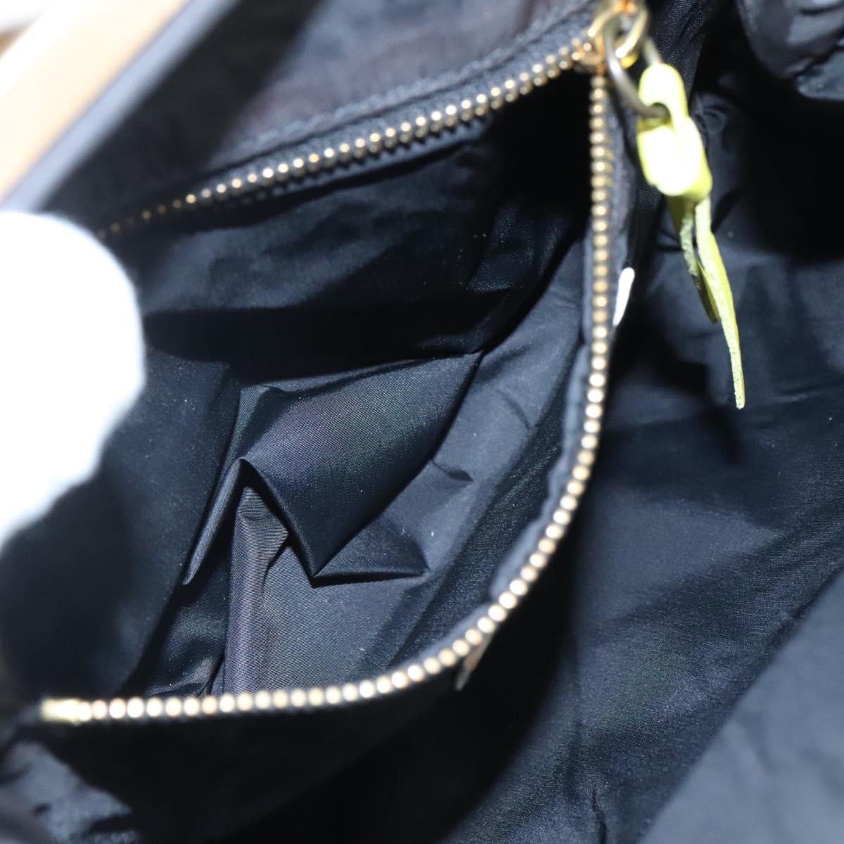 Miu Miu Shoulder Bag Leather Canvas Yellow Beige Auth 108027