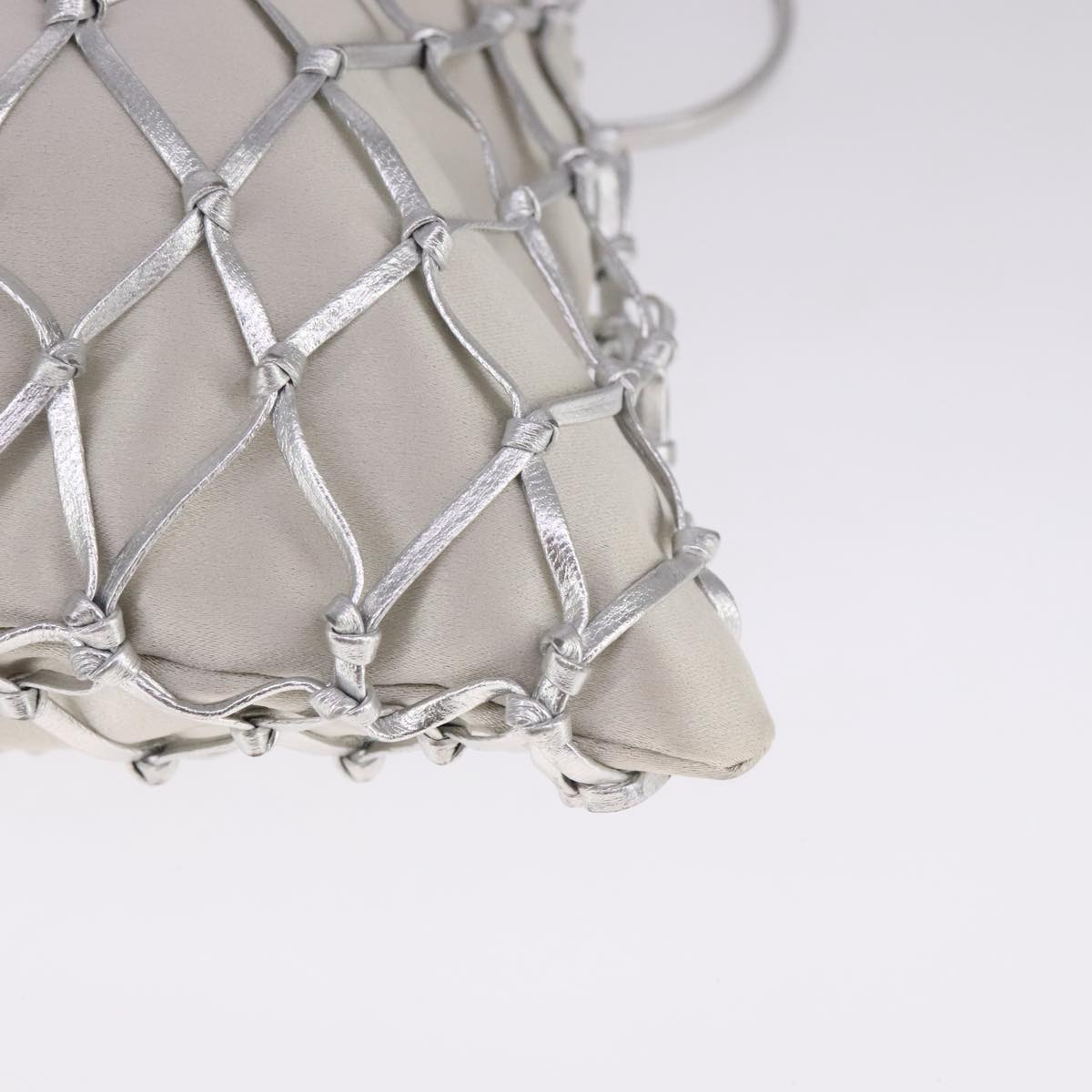 PRADA Chain Shoulder Bag Satin Silver Auth 108034AV