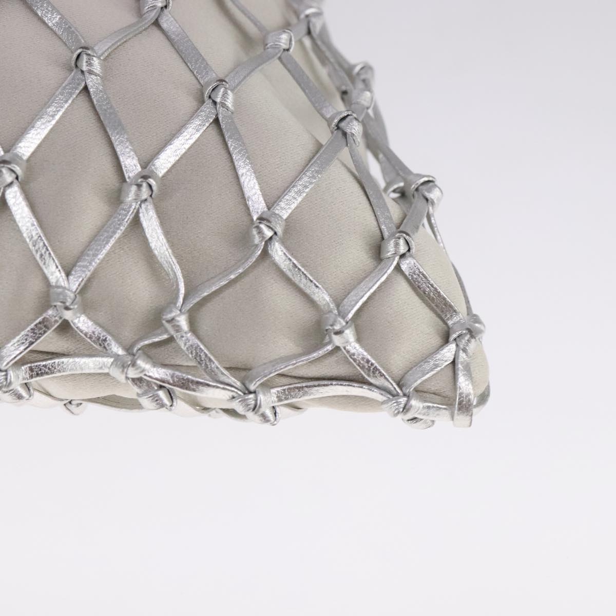 PRADA Chain Shoulder Bag Satin Silver Auth 108034AV