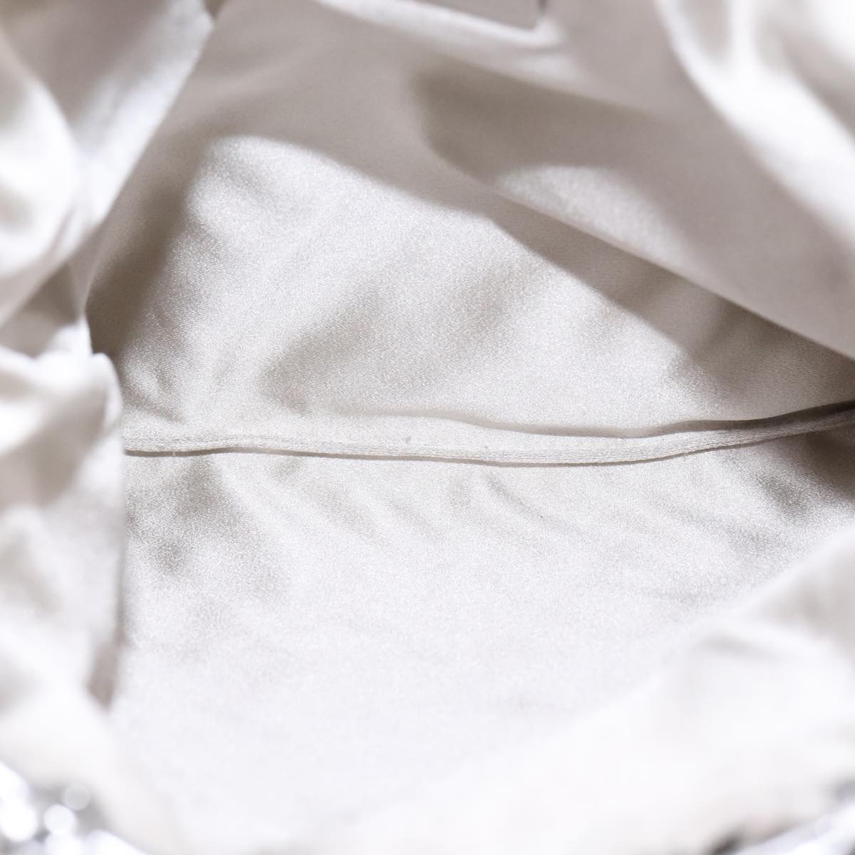 PRADA Chain Shoulder Bag Satin Silver Auth 108034AV