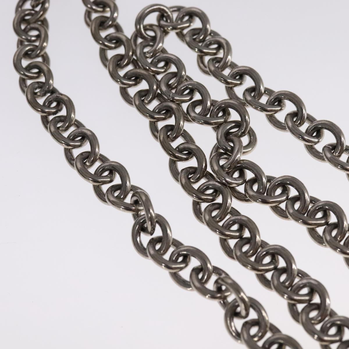 PRADA Chain Shoulder Bag Satin Silver Auth 108034AV