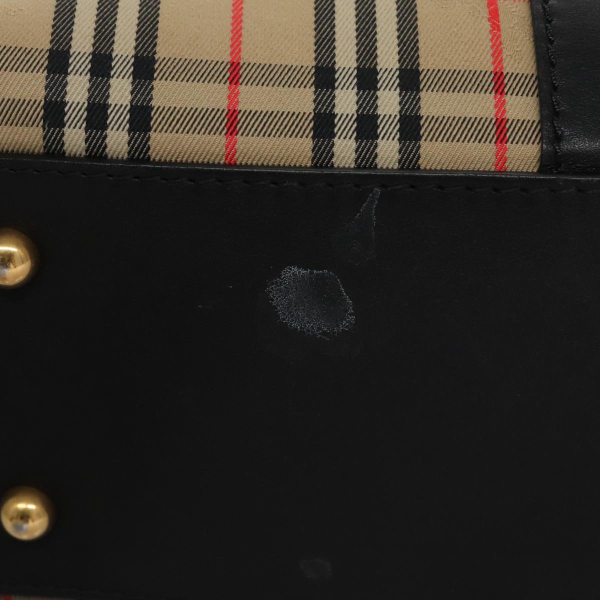 BURBERRY Nova Check Tote Bag Canvas Leather Beige Black gold Auth 108059