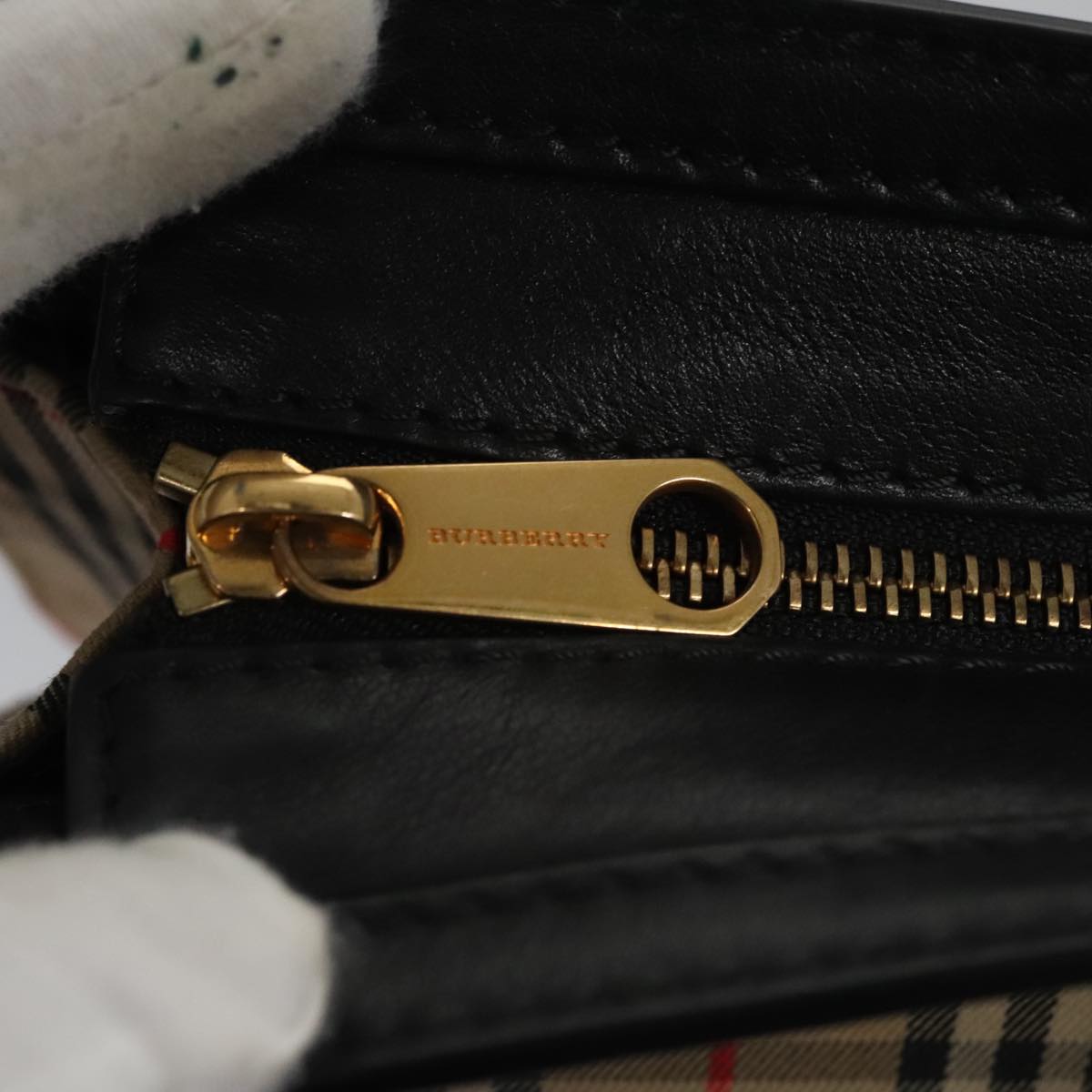 BURBERRY Nova Check Tote Bag Canvas Leather Beige Black gold Auth 108059