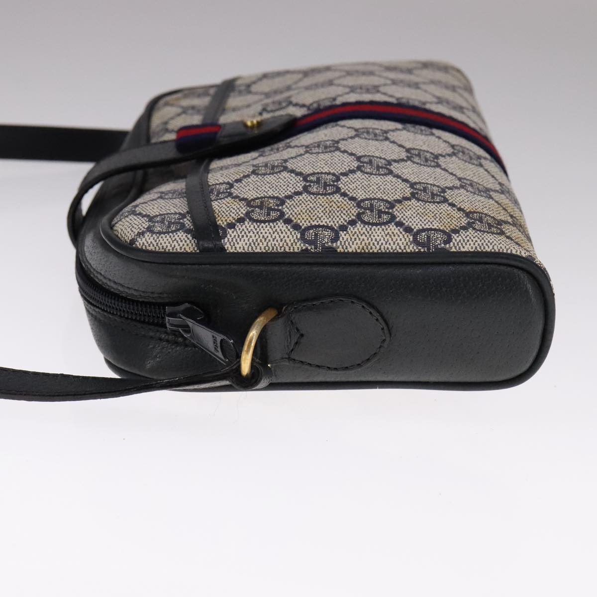 GUCCI GG Supreme Sherry Line Shoulder Bag PVC Navy Red 10 02 055 Auth 108070