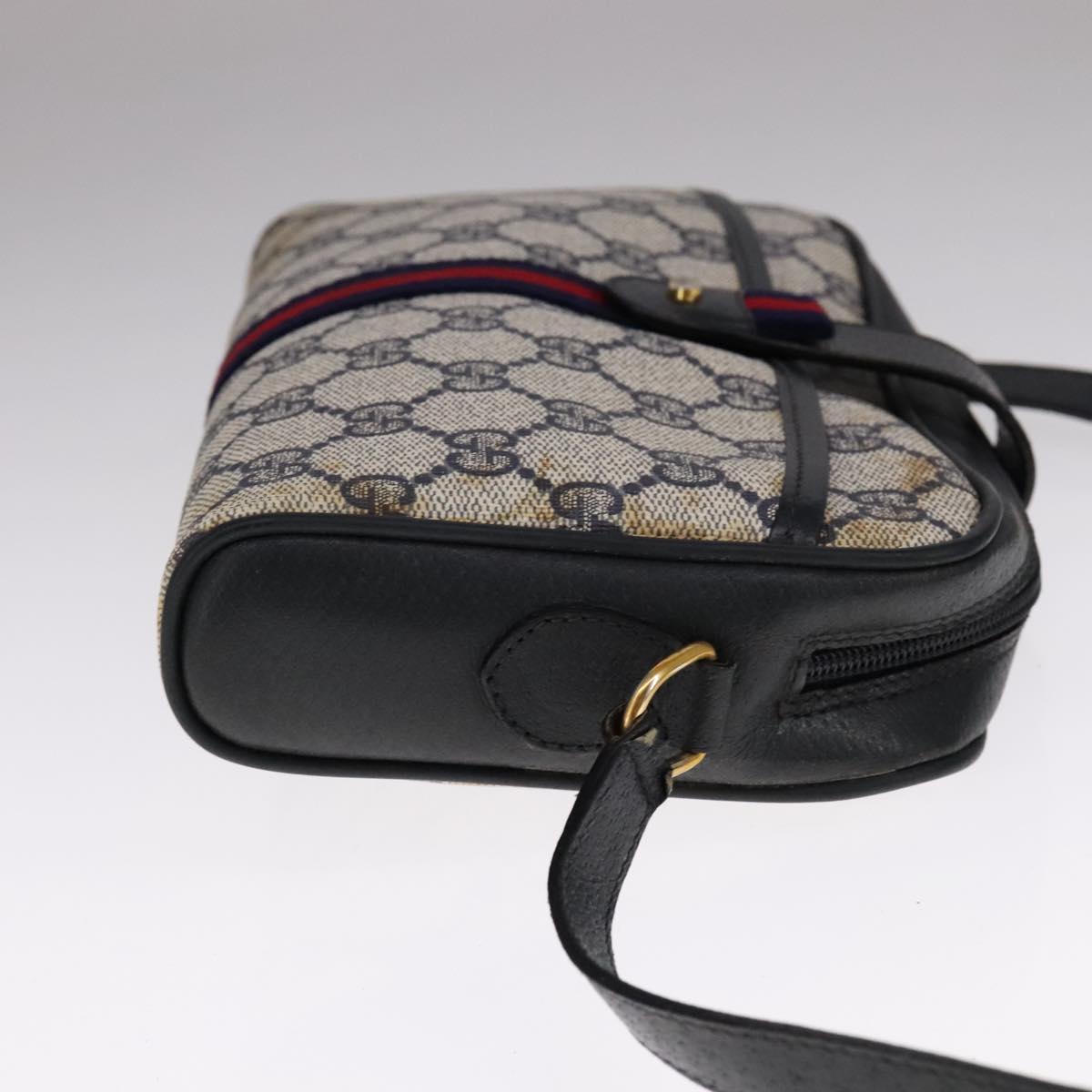 GUCCI GG Supreme Sherry Line Shoulder Bag PVC Navy Red 10 02 055 Auth 108070