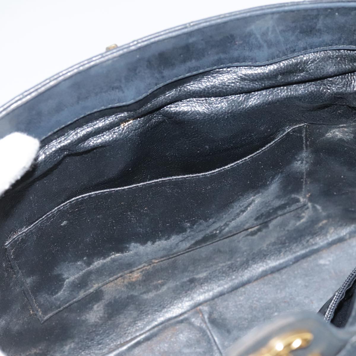 CHANEL Matelasse Shoulder Bag Lamb Skin Black Gold CC Auth 108071