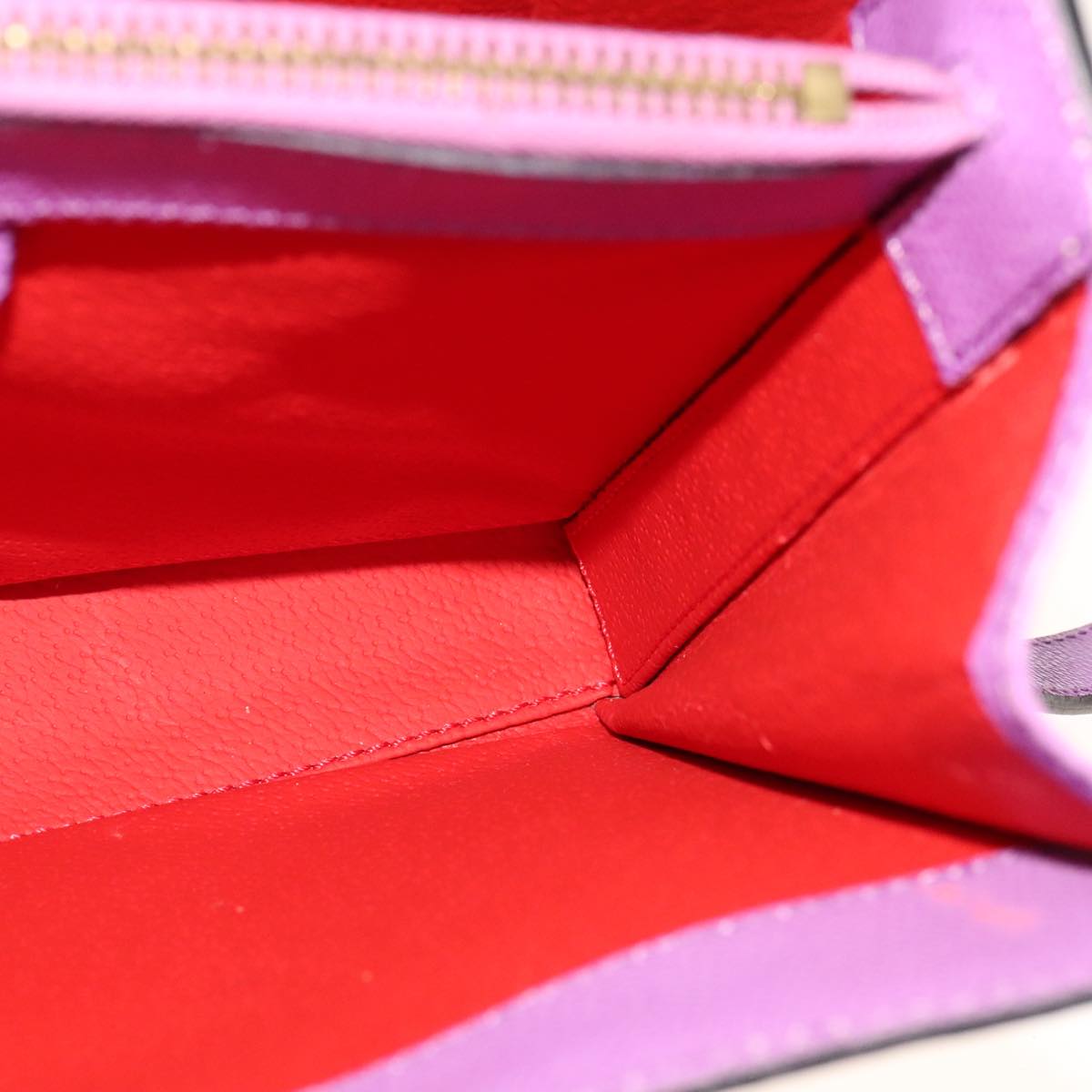 CELINE Shoulder Bag Leather Purple Gold Auth 108107V