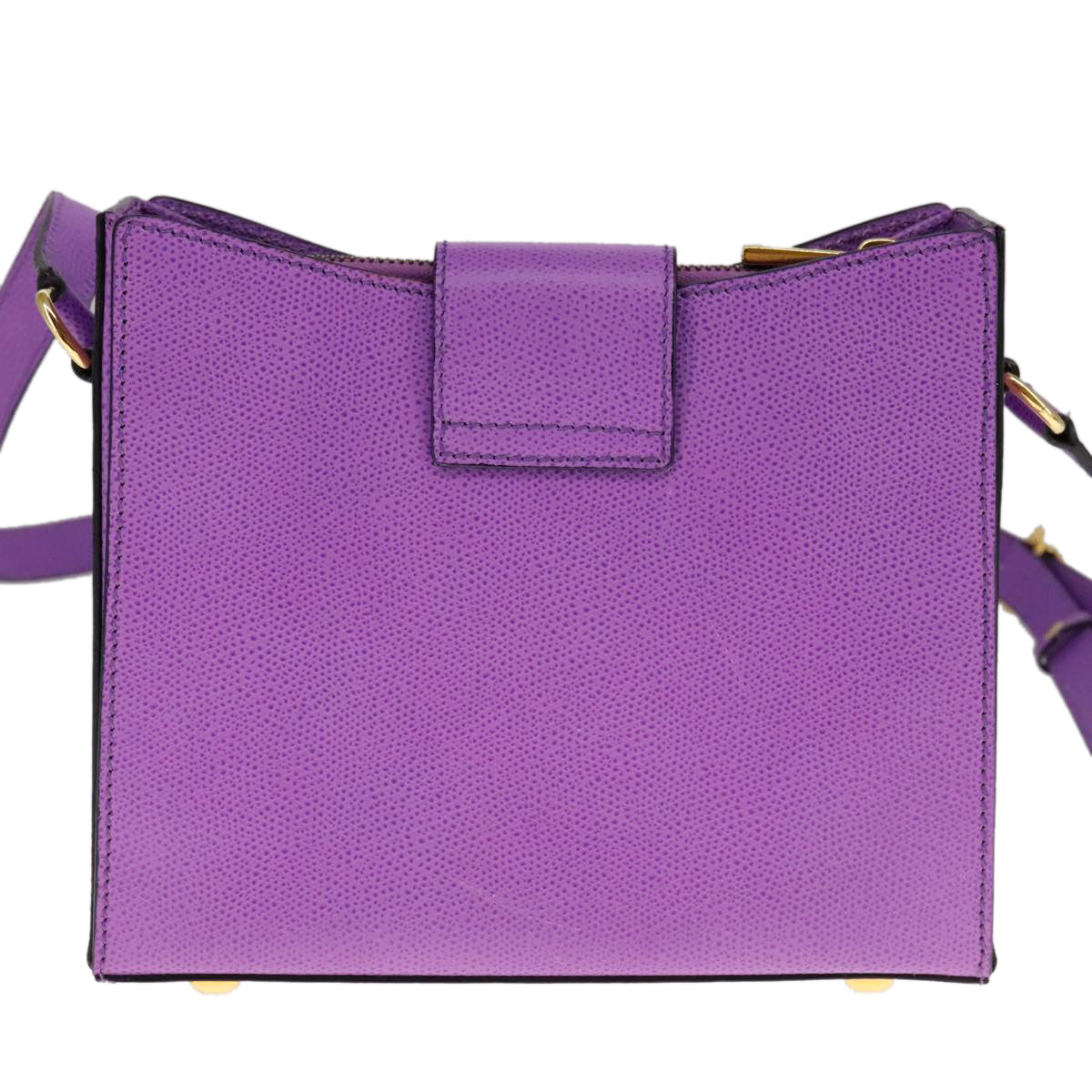 CELINE Shoulder Bag Leather Purple Gold Auth 108107V