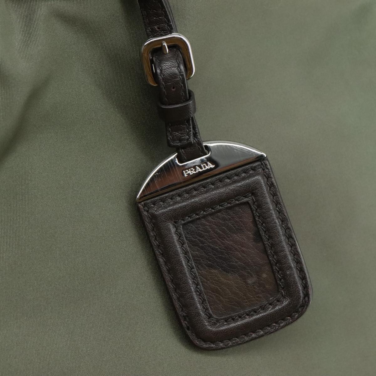 PRADA Tote Bag Nylon Leather 2way Khaki Auth 108115