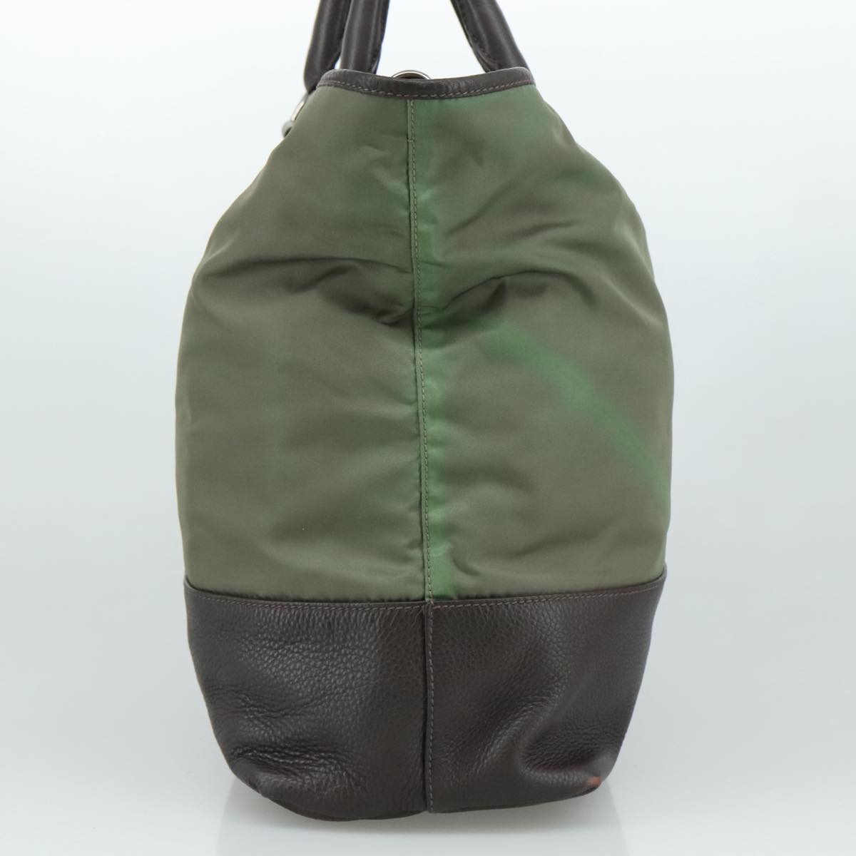 PRADA Tote Bag Nylon Leather 2way Khaki Auth 108115