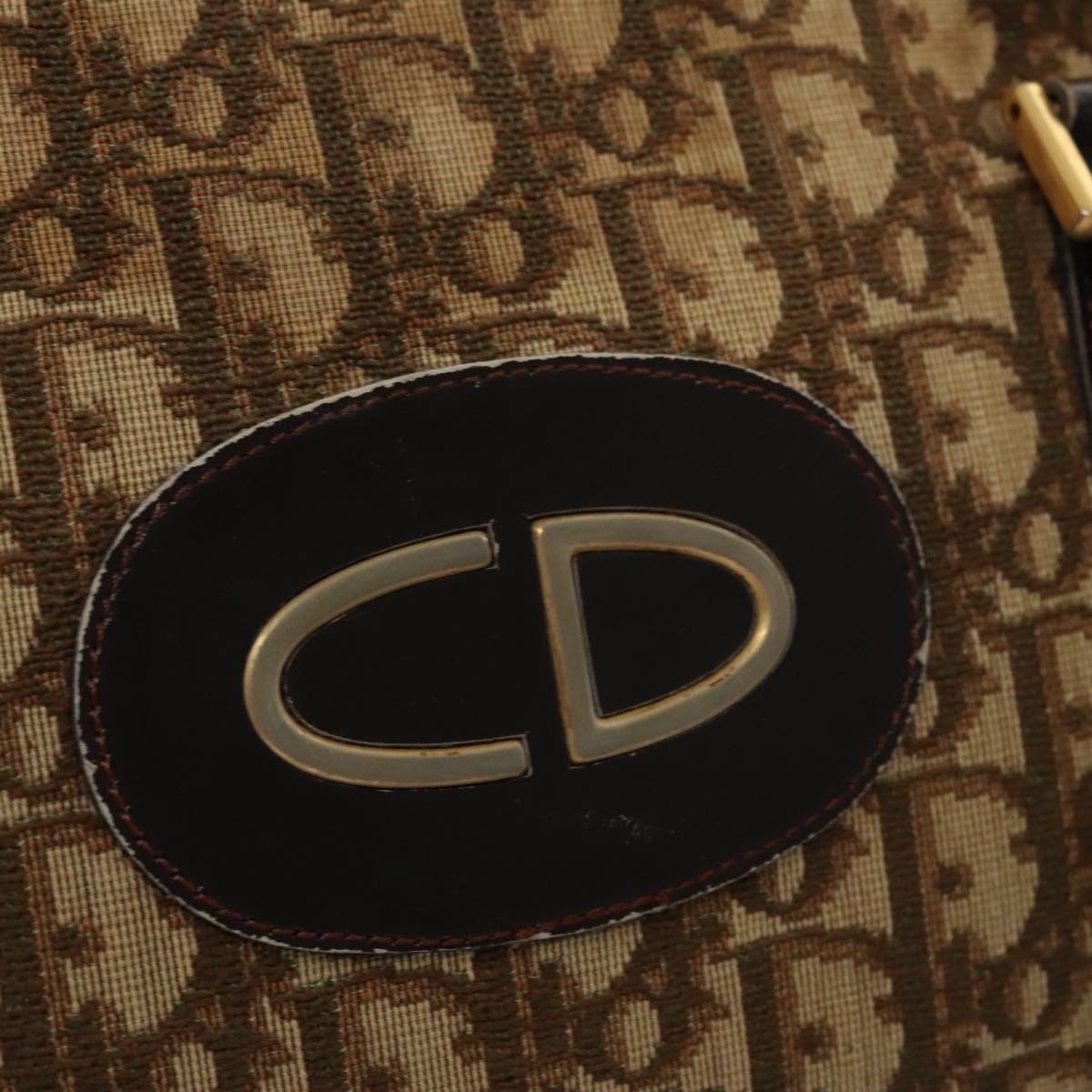 Christian Dior Trotter Canvas Hand Bag Brown Auth 108123
