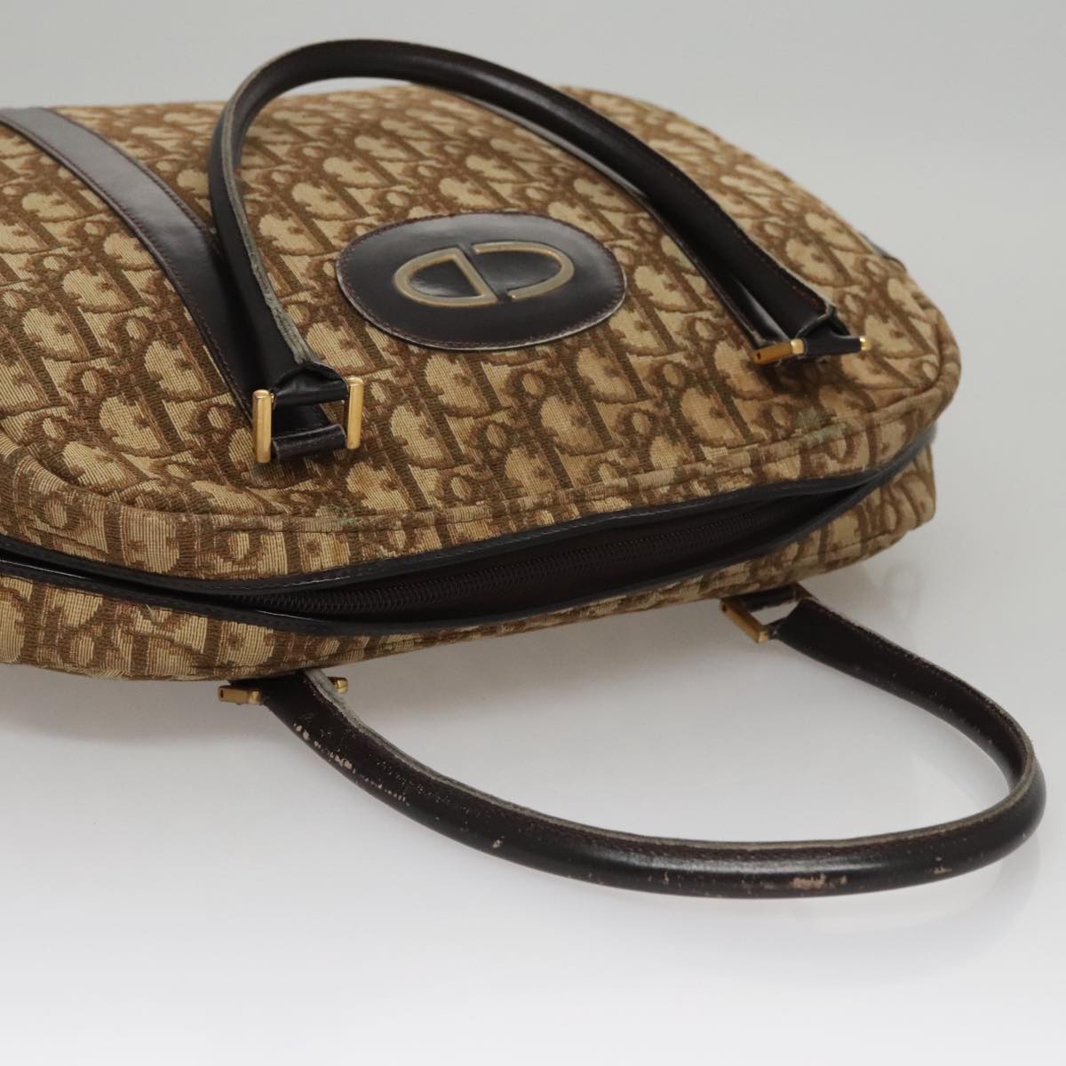 Christian Dior Trotter Canvas Hand Bag Brown Auth 108123