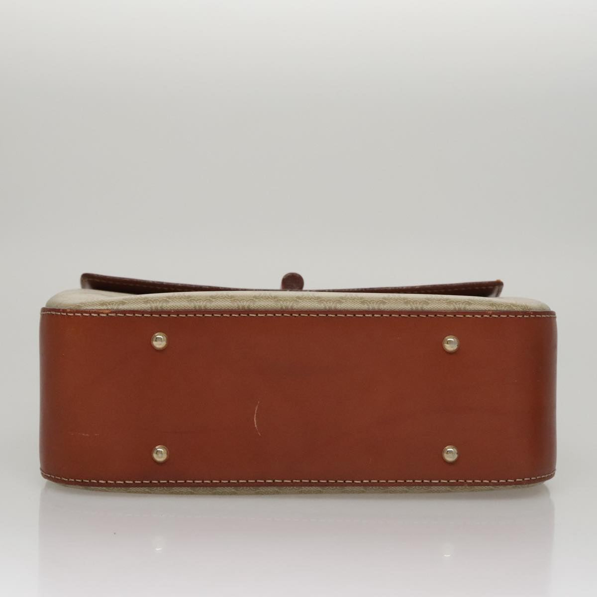 CELINE Macadam Canvas Hand Bag 2way Beige Gold Auth 108125