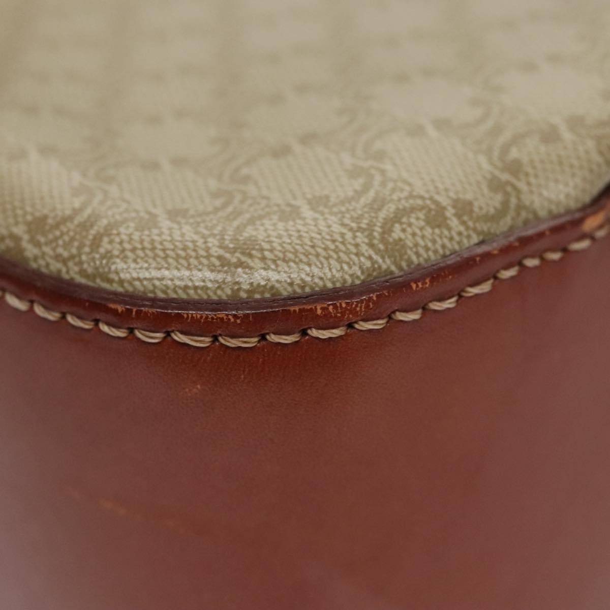 CELINE Macadam Canvas Hand Bag 2way Beige Gold Auth 108125