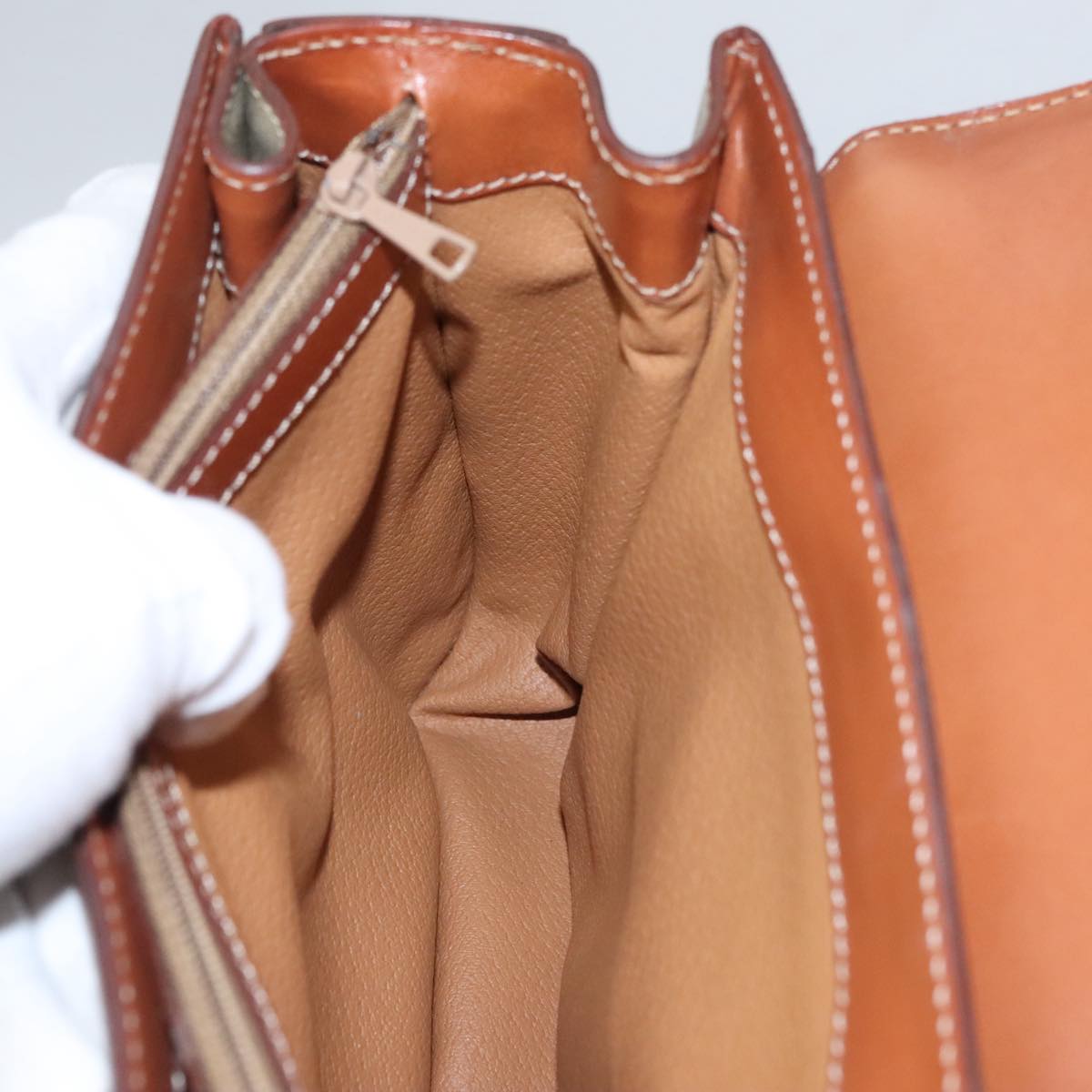 CELINE Macadam Canvas Hand Bag 2way Beige Gold Auth 108125