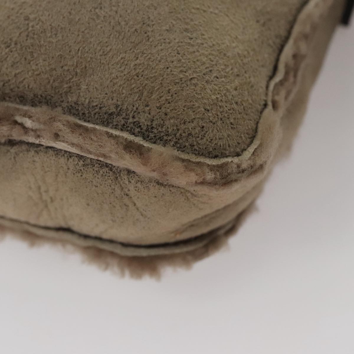 CELINE Shoulder Bag Mouton Beige Auth 108155