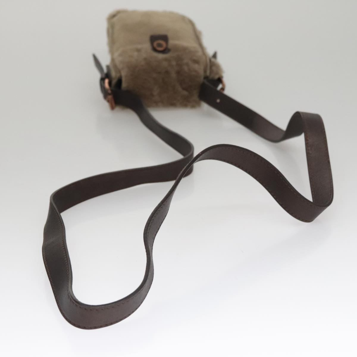 CELINE Shoulder Bag Mouton Beige Auth 108155