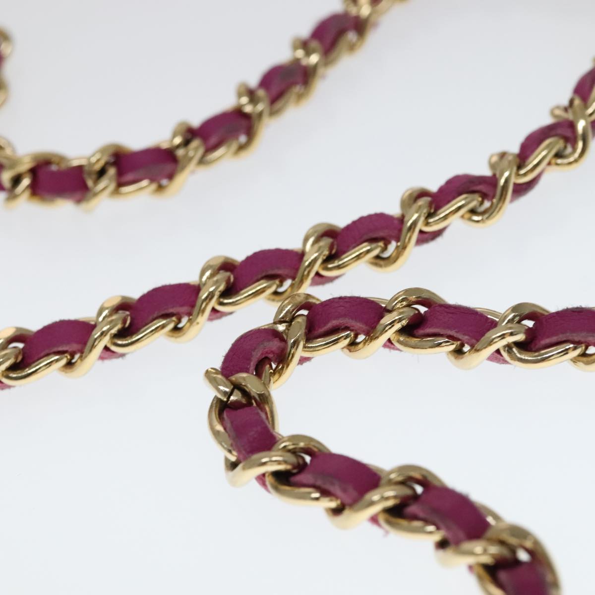 CHANEL Chain Shoulder Cigarette Case Leather Pink CC Auth 108163