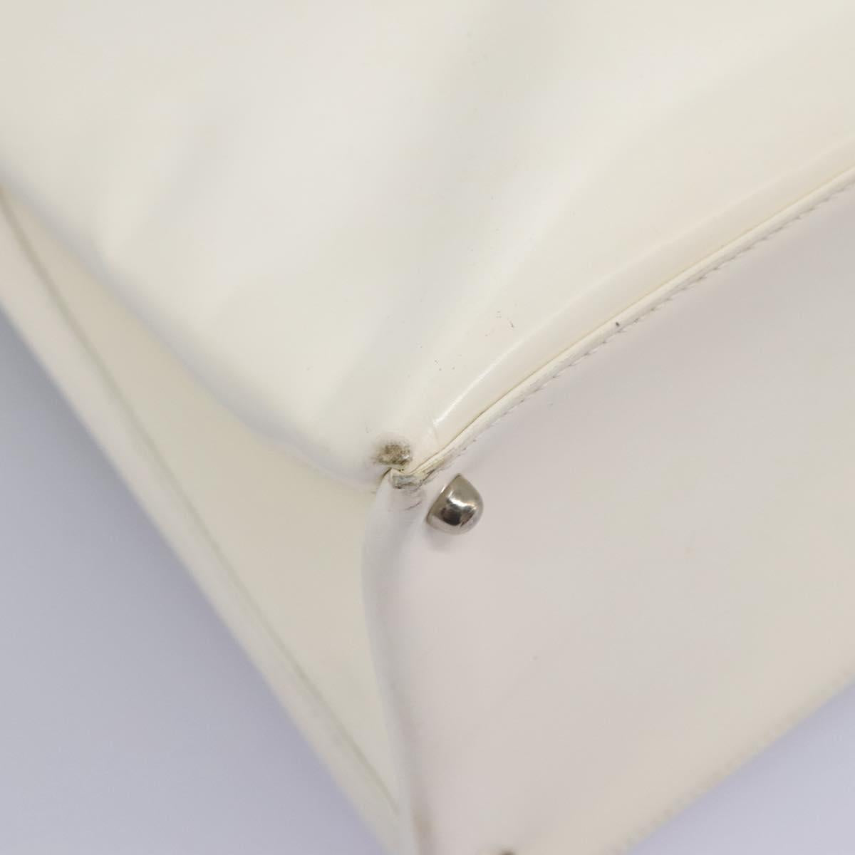 GUCCI Hand Bag Enamel 2way White Auth 108277