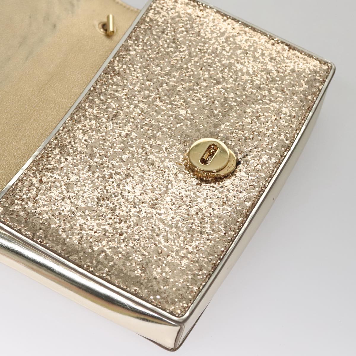 Salvatore Ferragamo Shoulder Bag Sequin 2way Gold Auth 108329