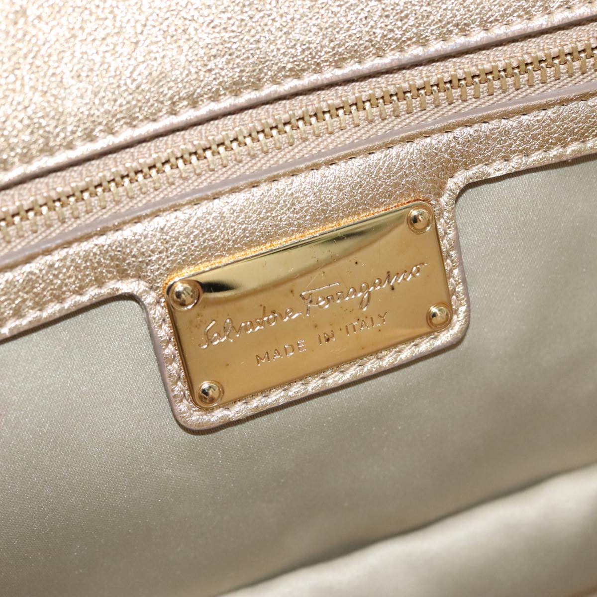 Salvatore Ferragamo Shoulder Bag Sequin 2way Gold Auth 108329