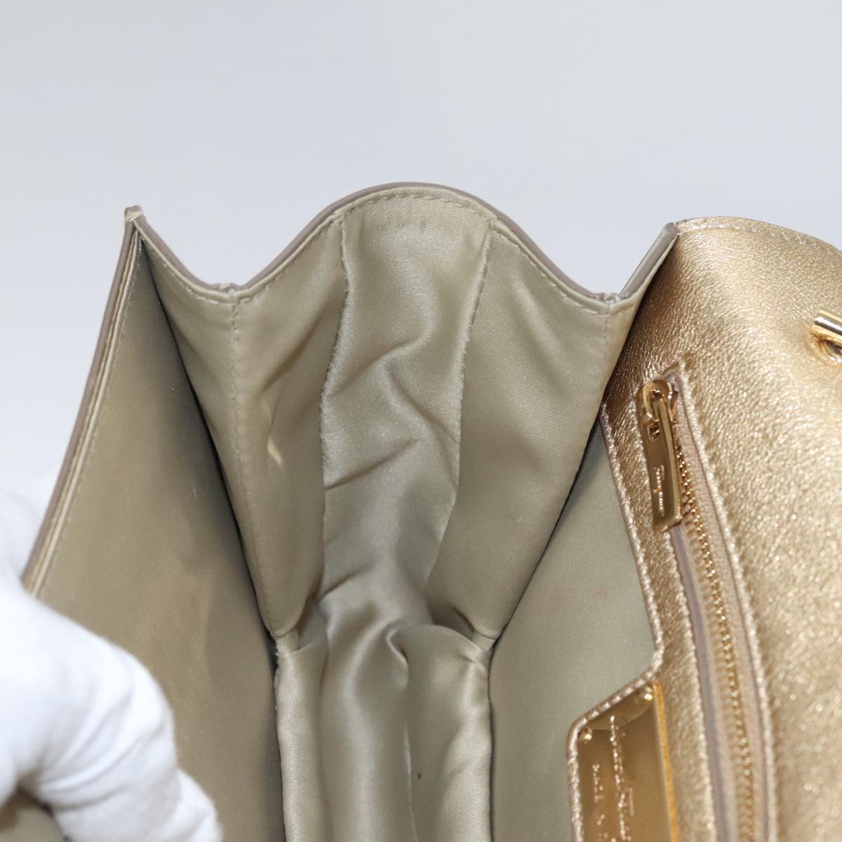 Salvatore Ferragamo Shoulder Bag Sequin 2way Gold Auth 108329