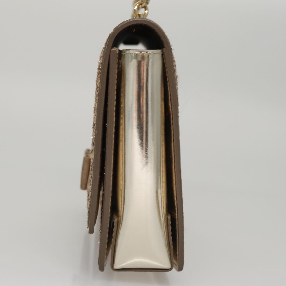 Salvatore Ferragamo Shoulder Bag Sequin 2way Gold Auth 108329