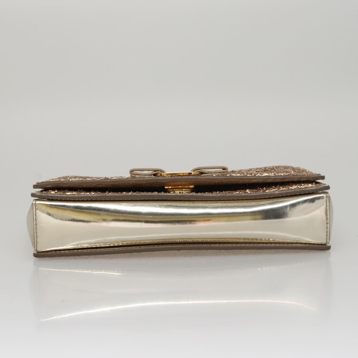 Salvatore Ferragamo Shoulder Bag Sequin 2way Gold Auth 108329