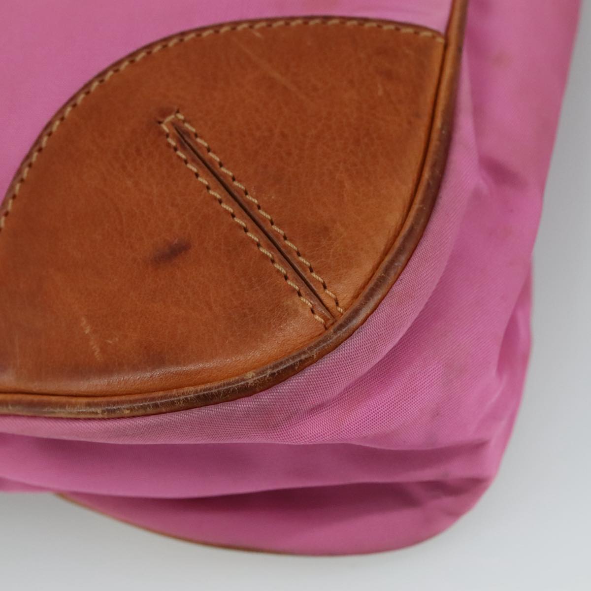 PRADA Shoulder Bag Nylon Pink Beige Silver Auth 108330