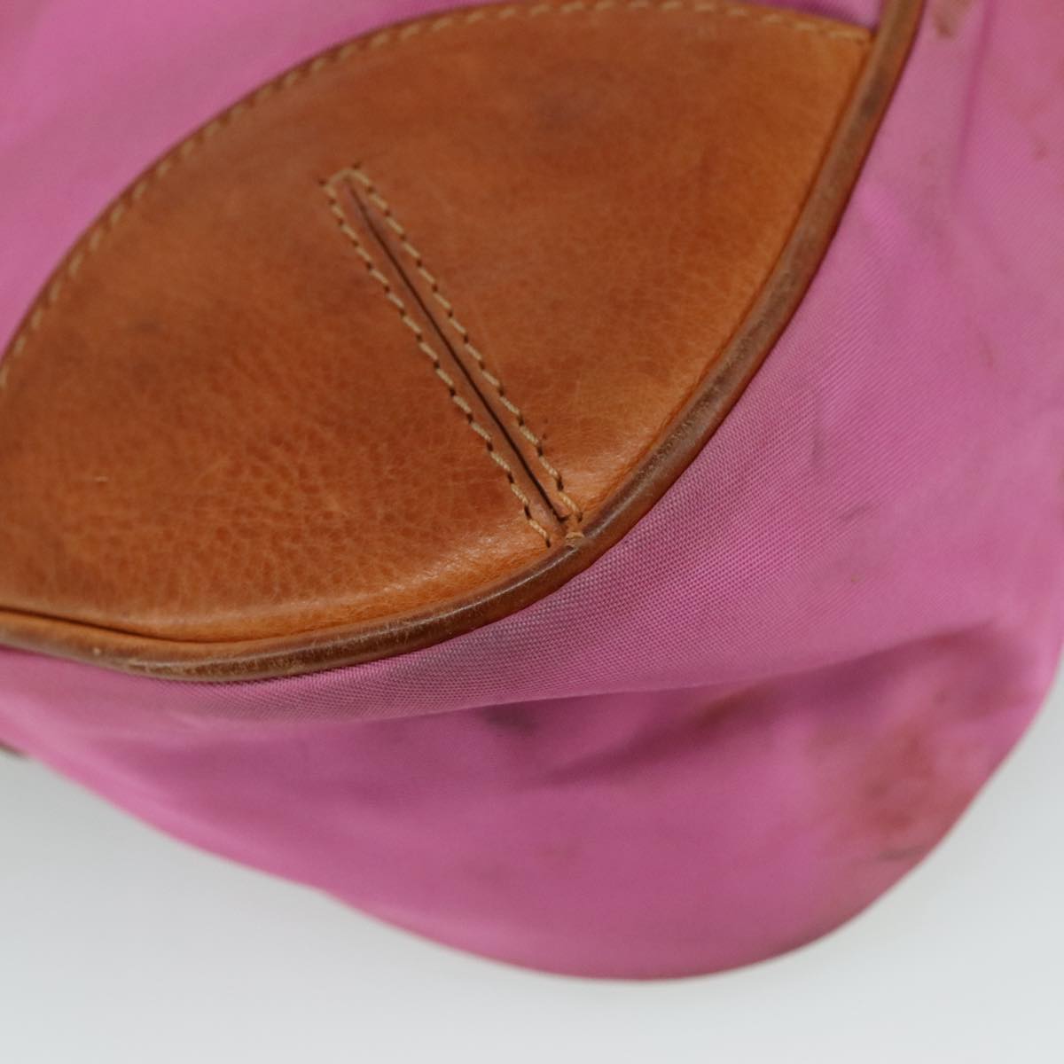 PRADA Shoulder Bag Nylon Pink Beige Silver Auth 108330