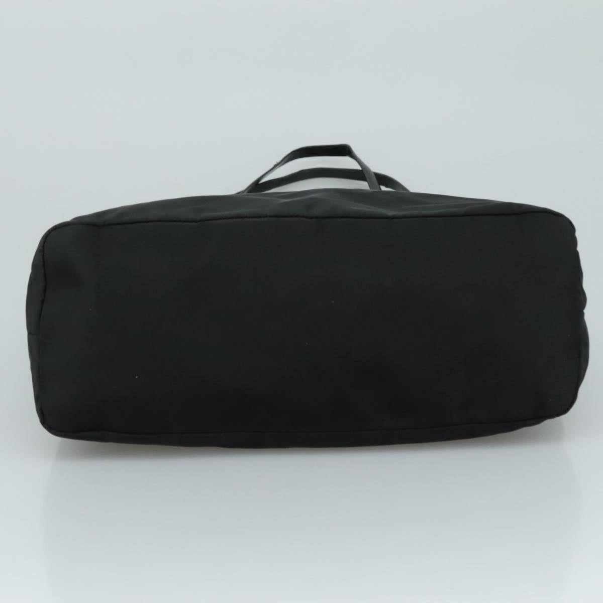PRADA Hand Bag Nylon Leather Black Silver Auth 108371