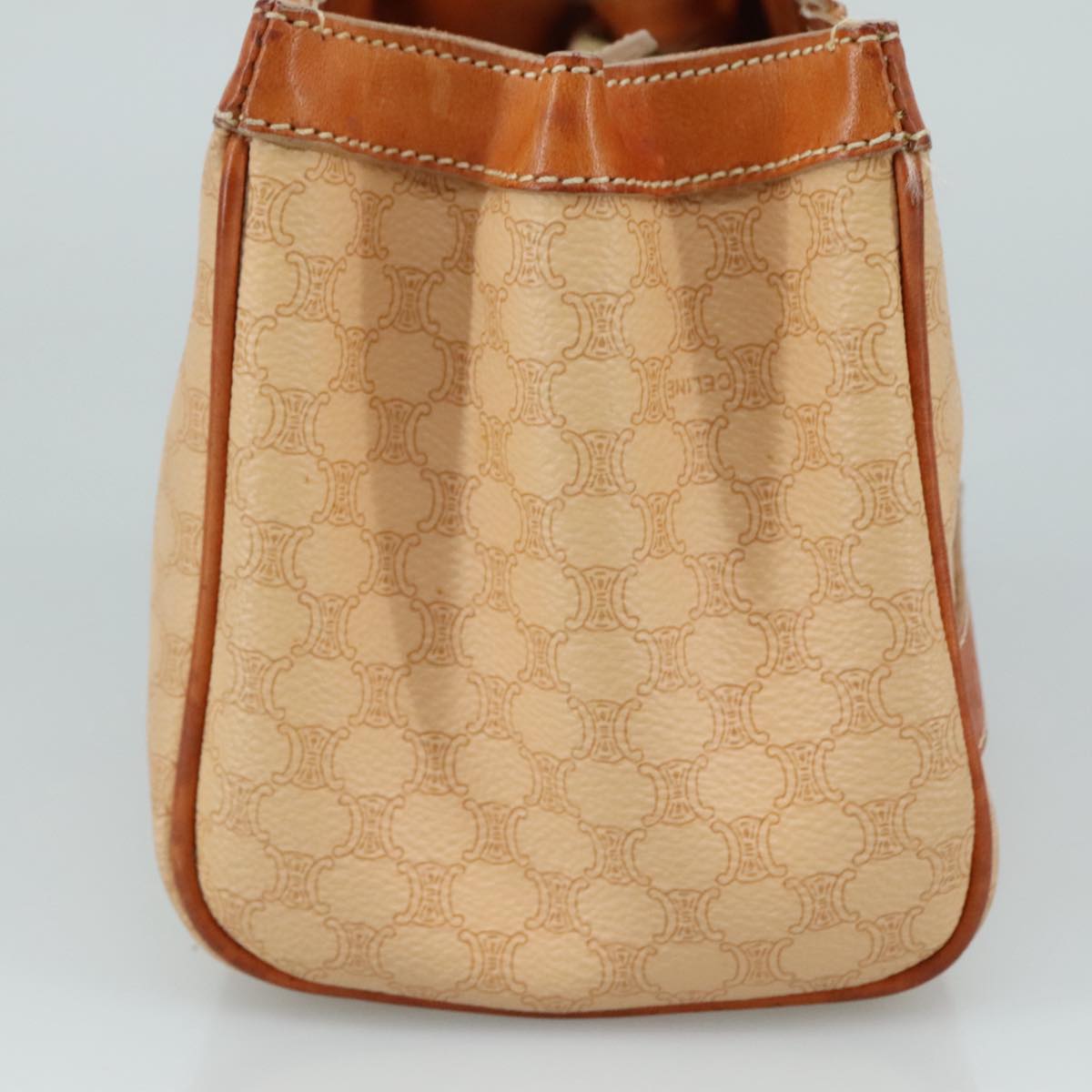 CELINE Macadam Canvas Hand Bag PVC Leather Beige Brown gold Auth 108393